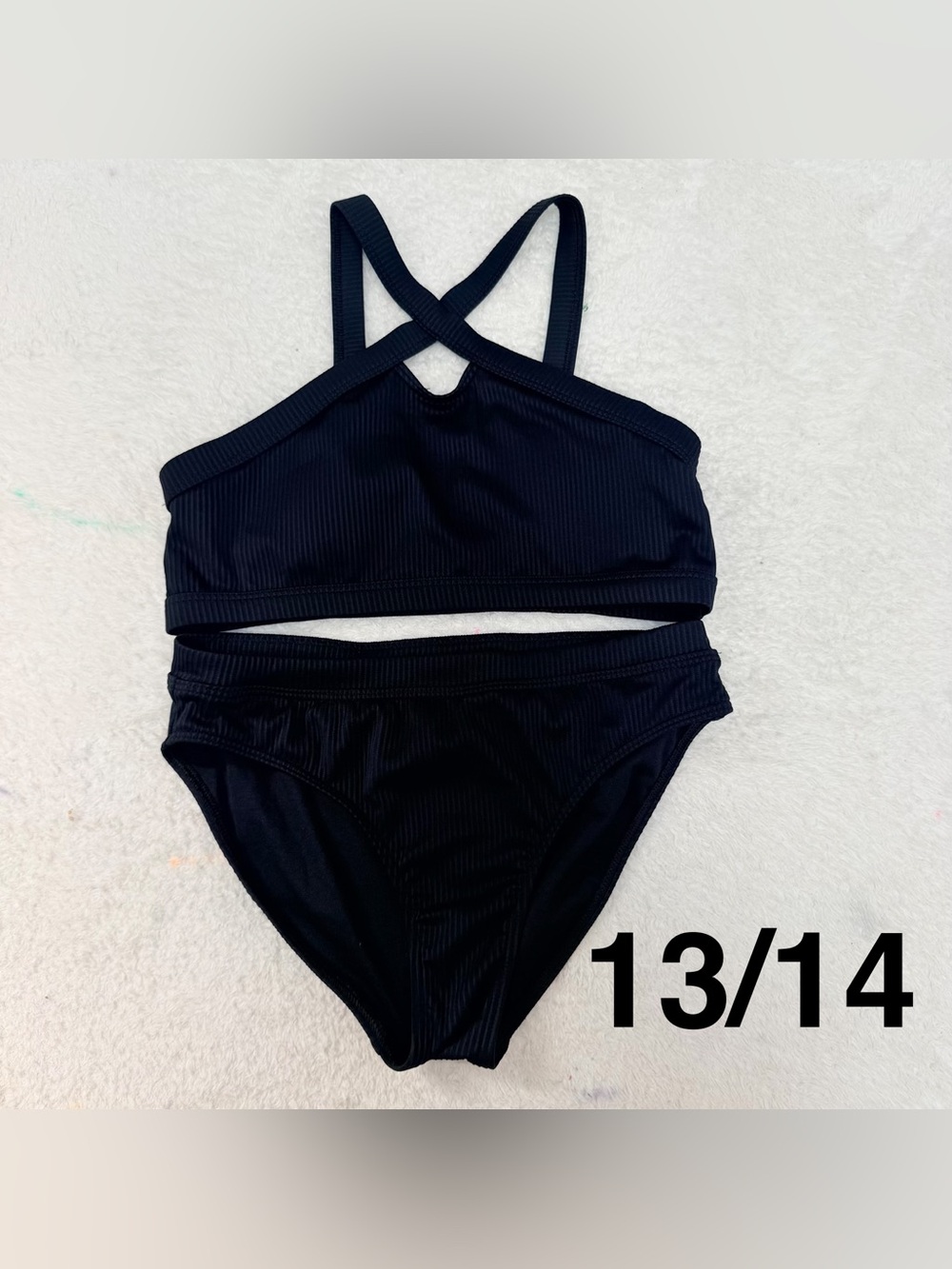 Abercrombie kids girls Black Ribbed Two-Piece Bikini Set
